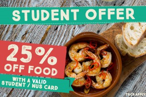 student offer 25% off food